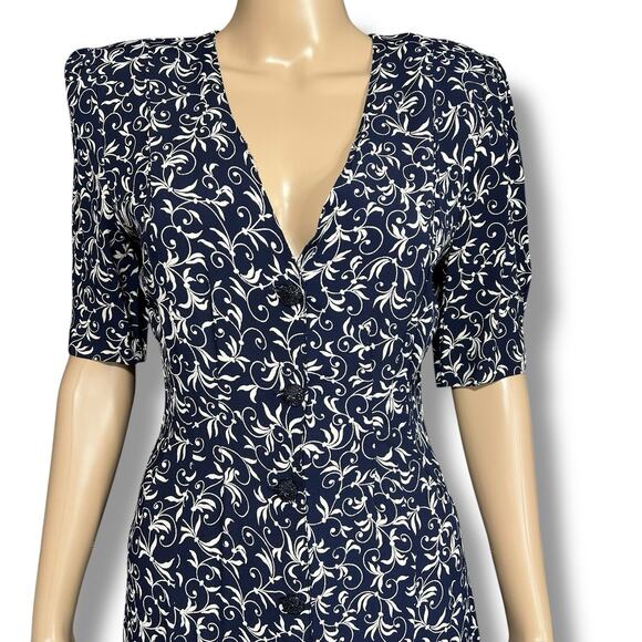 Express Vintage 90s Womens Prairie Floral Button Front Midi Shirt Dress Retro - Picture 2 of 11